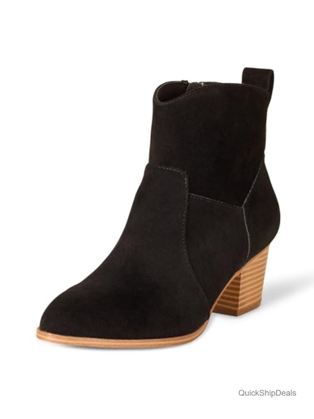 Western Ankle Boots Faux Suede Memory Foam Insole Stacked Heel Non Slip